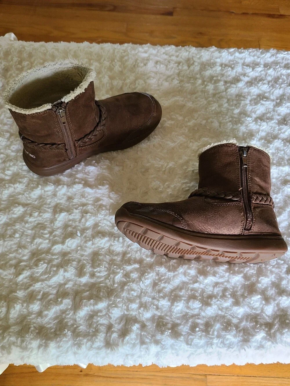 Stride Right Little Girls Ebony Sparkle Brown Ankle Boots Sz 1.5 Wide EU 33